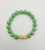Load image into Gallery viewer, Black And Green Jadeite Jade Bead Bracelet with 18K Gold Diamond Pixui (Medium)
