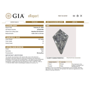 1.21ct 9.36x5.91x4.15mm GIA I1 E Kite Brilliant 26169-01
