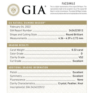 0.32ct 4.36x4.39x2.72mm GIA VS2 D Round Brilliant 🇨🇦 21381-01