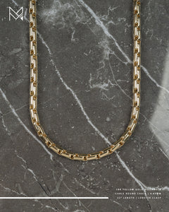 18K Yellow Gold Rectangle Cable Round Chain