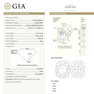 4.61ct 9.25x9.14x5.80mm GIA I3 Fancy Grey Cushion Brilliant 18859-01