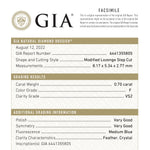 Load image into Gallery viewer, 0.70ct 8.17x5.34x2.77mm GIA VS2 F Lozenge Step Cut 26746-02

