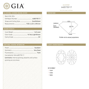1.62ct 9.83x6.23x3.90mm GIA SI1 N Oval Brilliant 🇨🇦 24846-01