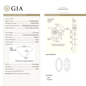 2.51ct 14.29x6.92x3.49mm GIA VVS2 Fancy Light Yellow-Brown Geo Marquise Step Cut 25343-01 🇨🇦