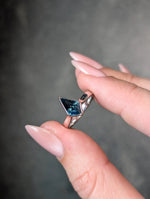 Load image into Gallery viewer, 14K White Gold 1.43ct Kite Step Cut Sapphire Abyss Ring
