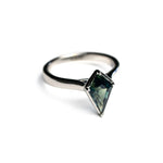 Load image into Gallery viewer, 14K White Gold 1.43ct Kite Step Cut Sapphire Abyss Ring
