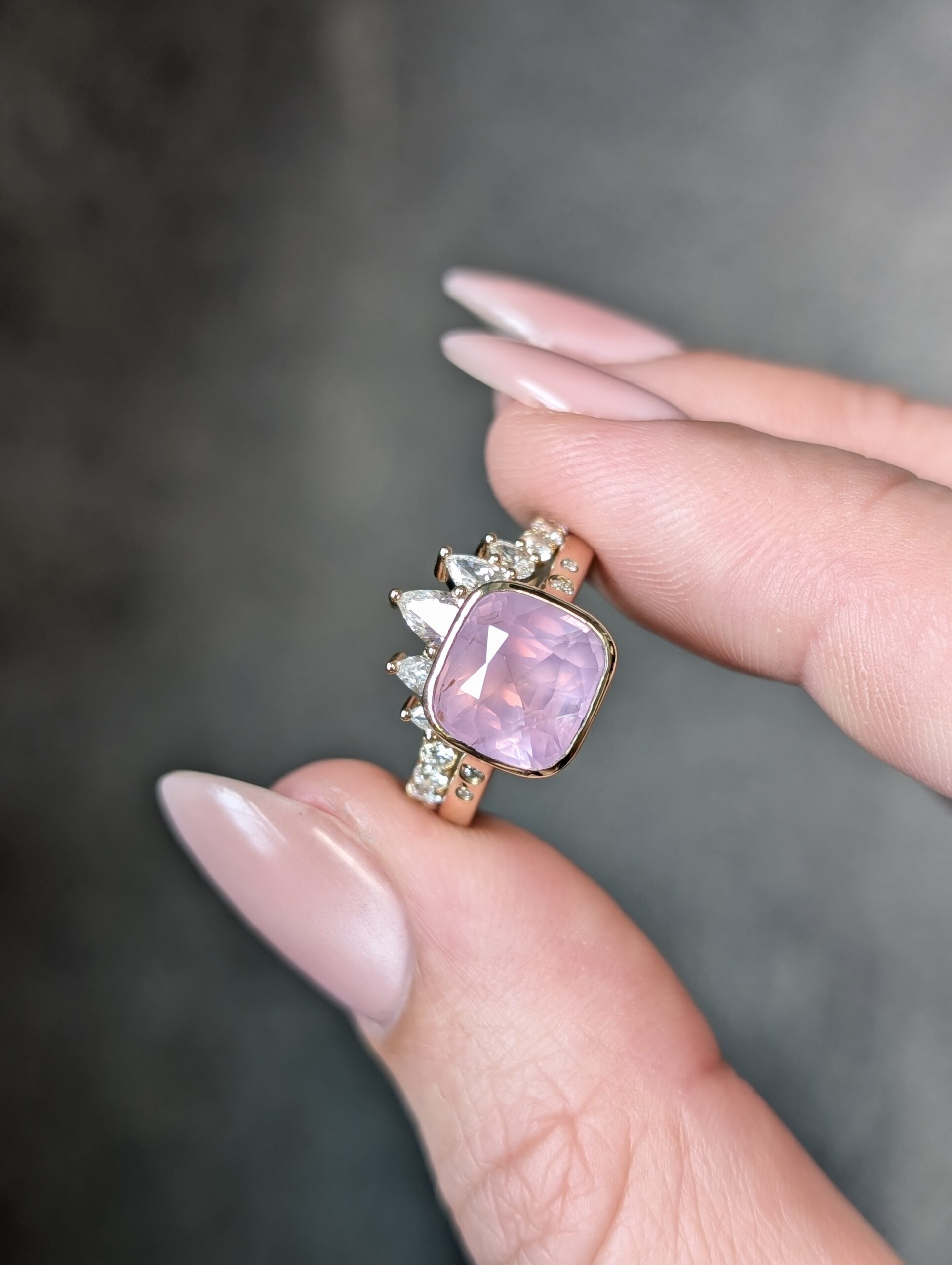 14K Yellow Gold 3.77ct Cushion Brilliant Sapphire Afterglow Ring