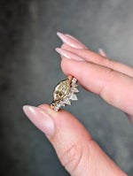 Load image into Gallery viewer, 14K Yellow Gold 1.06ct C5 Geometric Natural Marquise Step Cut Diamond Dune Ring
