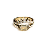 Load image into Gallery viewer, 14K Yellow Gold 1.06ct C5 Geometric Natural Marquise Step Cut Diamond Dune Ring
