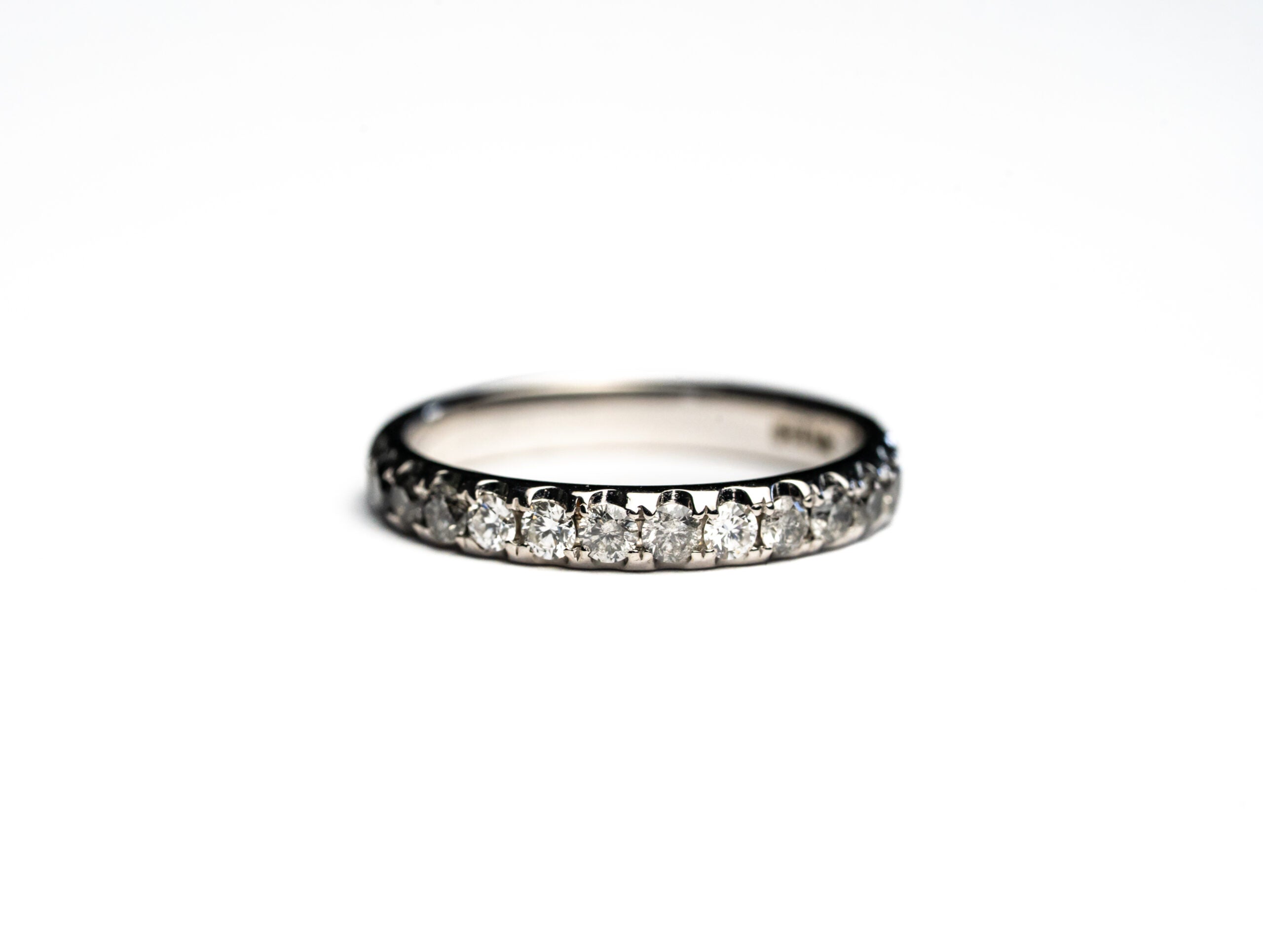 14K White Gold Salt and Pepper Ombre Eclipse Natural Diamond Band