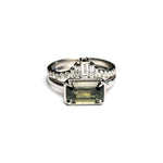 Load image into Gallery viewer, 14K White Gold 2.61ct Cut Corner Rectangle Step Cut Sapphire Grotto Ring
