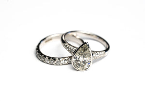 14K White Gold 1.66ct Pear Brilliant Diamond Icefall Ring