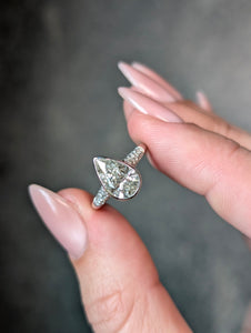 14K White Gold 1.66ct Pear Brilliant Diamond Icefall Ring