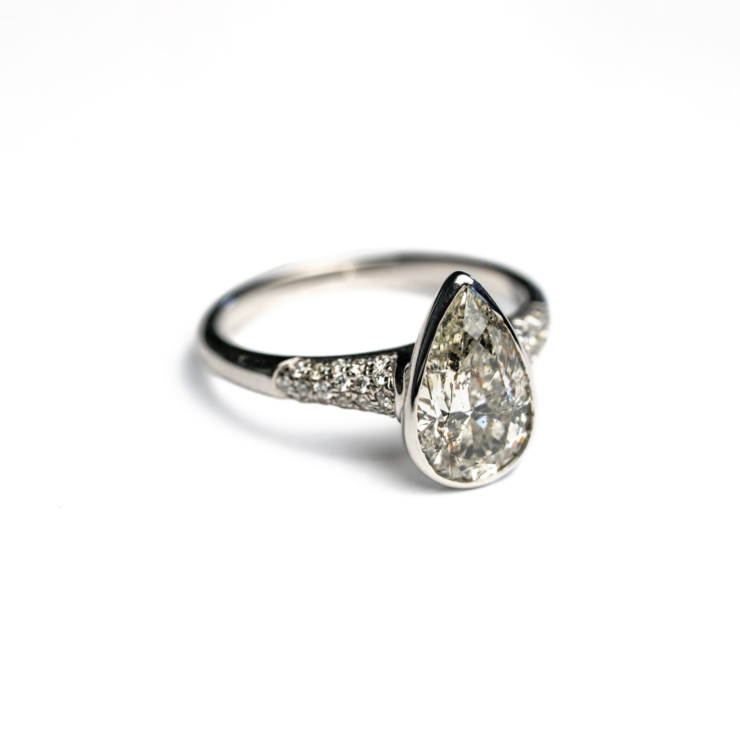 14K White Gold 1.66ct Pear Brilliant Diamond Icefall Ring