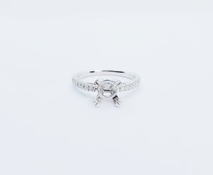 18K White Gold Double 4 Prong Diamond Mounting Ring