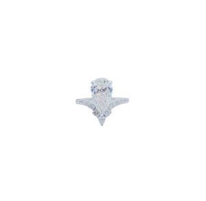 14K White Gold Pear Brilliant Cut Lab Grown Diamond V Shape Ring