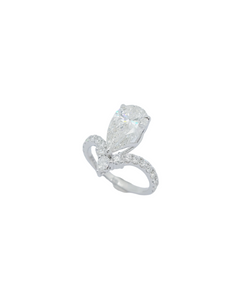 14K White Gold Pear Brilliant Cut Lab Grown Diamond V Shape Ring