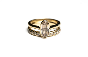 14K Yellow Gold 1.05ct C5 Geo Oval Step Cut Diamond Mirage Ring