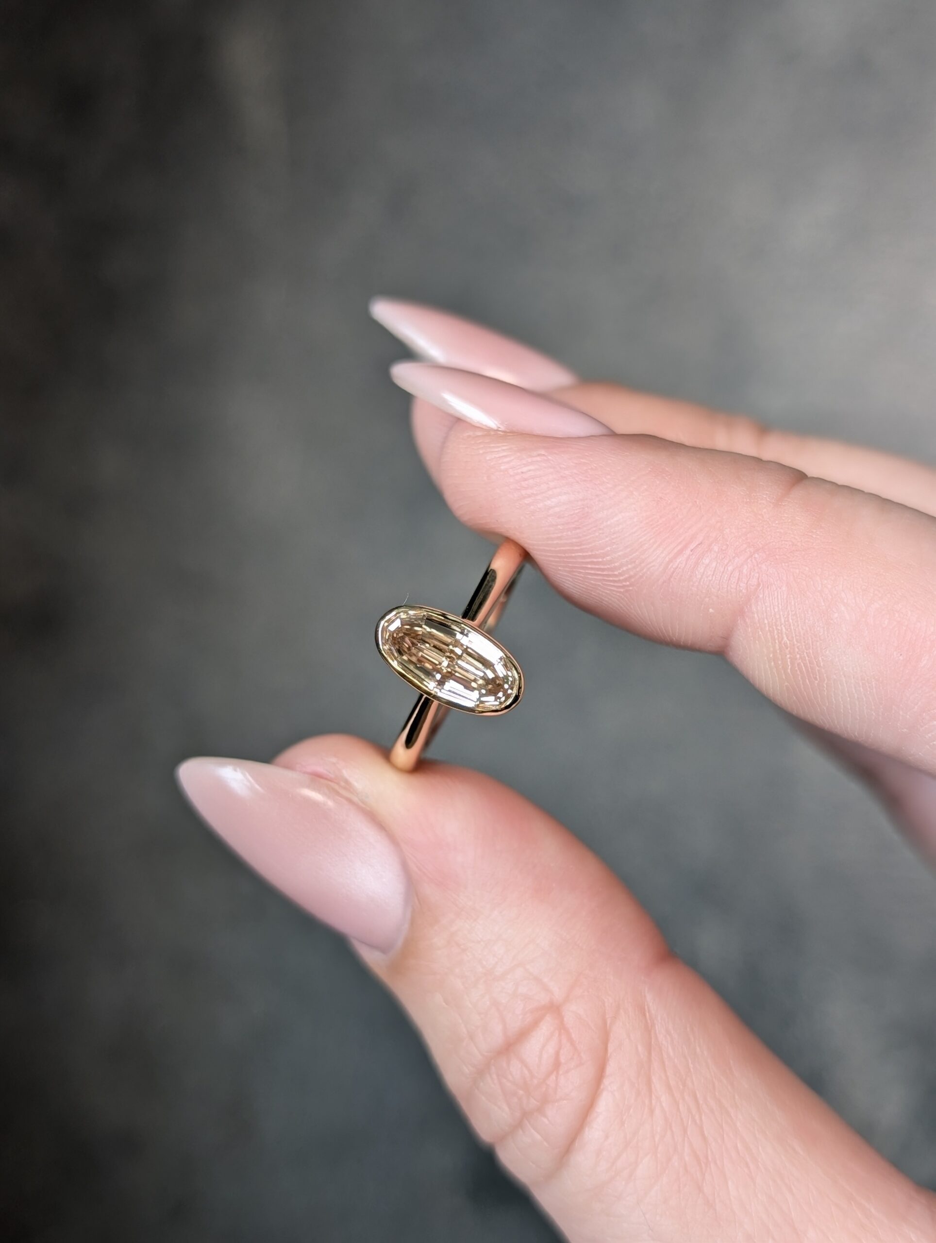 14K Yellow Gold 1.05ct C5 Geo Oval Step Cut Diamond Mirage Ring
