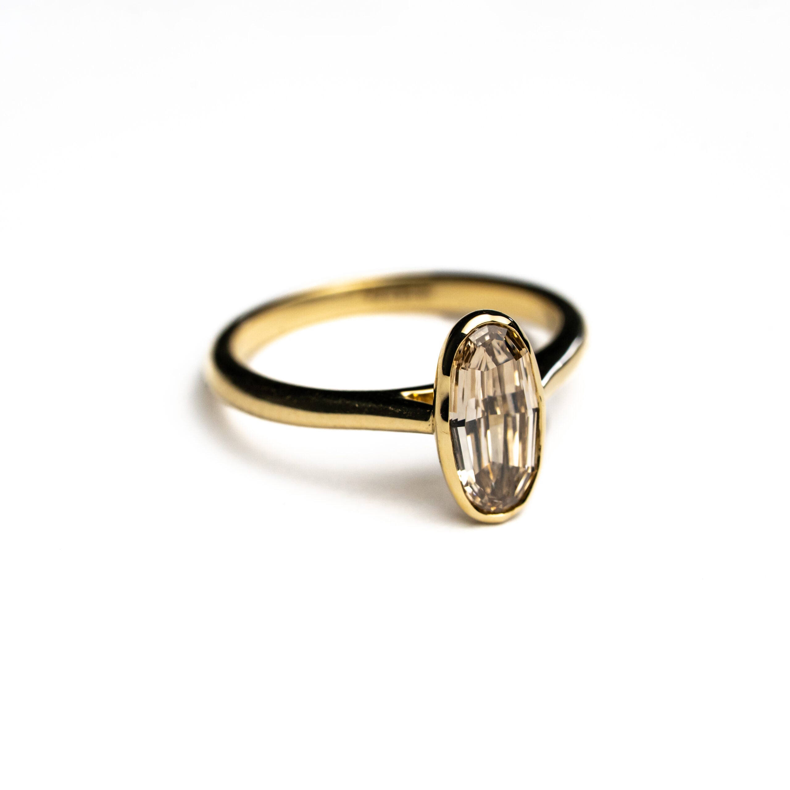 14K Yellow Gold 1.05ct C5 Geo Oval Step Cut Diamond Mirage Ring