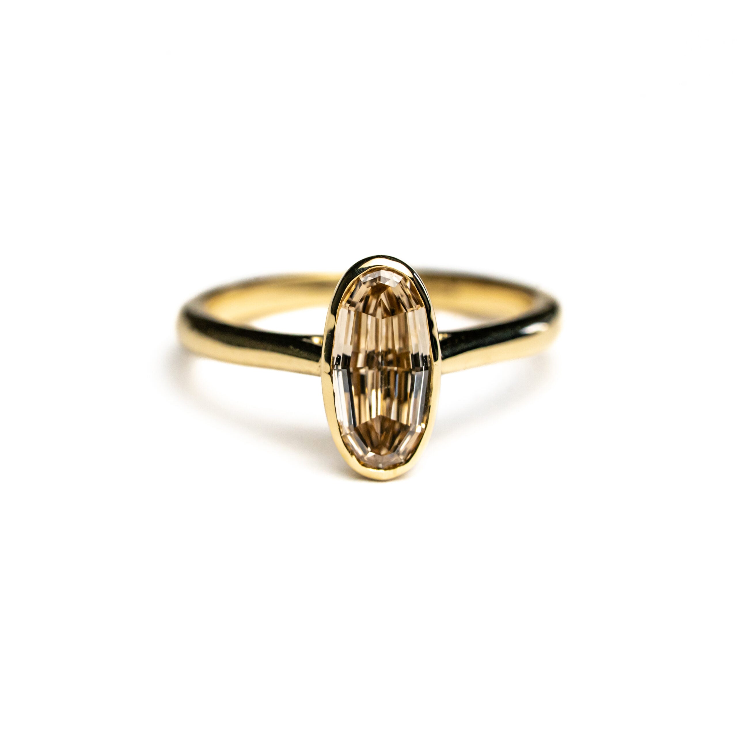 14K Yellow Gold 1.05ct C5 Geo Oval Step Cut Diamond Mirage Ring