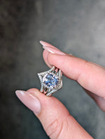 Load image into Gallery viewer, 14K White Gold 2.18ct Cushion Brilliant Sapphire Monsoon Ring
