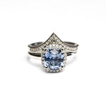 Load image into Gallery viewer, 14K White Gold 2.18ct Cushion Brilliant Sapphire Monsoon Ring
