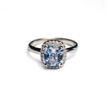 Load image into Gallery viewer, 14K White Gold 2.18ct Cushion Brilliant Sapphire Monsoon Ring

