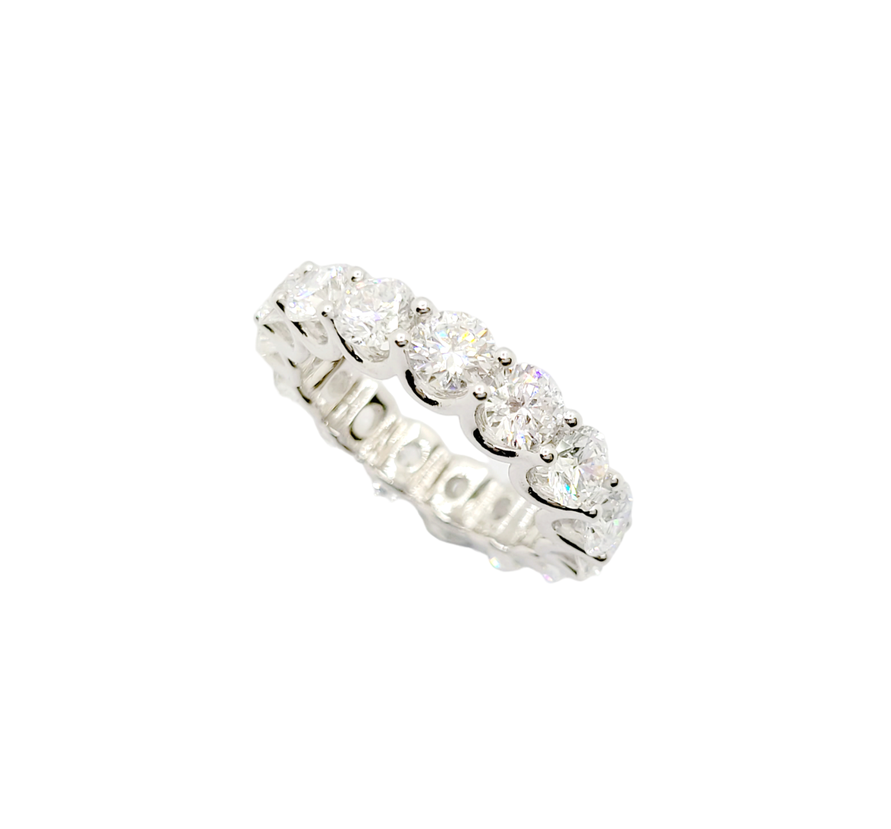 14K White Gold Round Brilliant Cut Lab Grown Diamond Eternity Ring (33pts each)