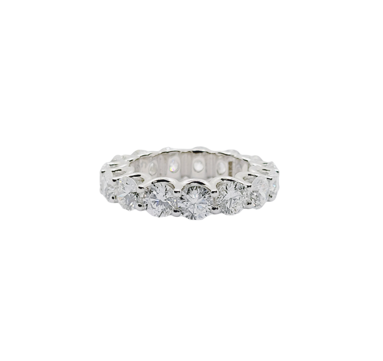 14K White Gold Round Brilliant Cut Lab Grown Diamond Eternity Ring (33pts each)