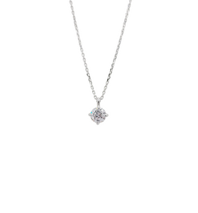 14K White Gold 4 Prong Round Brilliant Cut Lab Grown Diamond Solitaire Necklace(0.537ct and 0.73ct)