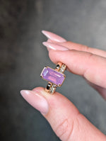 Load image into Gallery viewer, 14K Yellow Gold 4.01ct Cut Corner Rectangle Brilliant Natural Purple Sapphire Tempest Ring
