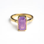 Load image into Gallery viewer, 14K Yellow Gold 4.01ct Cut Corner Rectangle Brilliant Natural Purple Sapphire Tempest Ring
