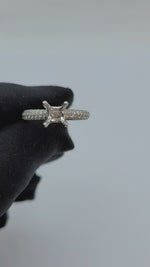 Load and play video in Gallery viewer, 18K White Gold 4 Prong Hidden Halo Diamond Mounting Ring
