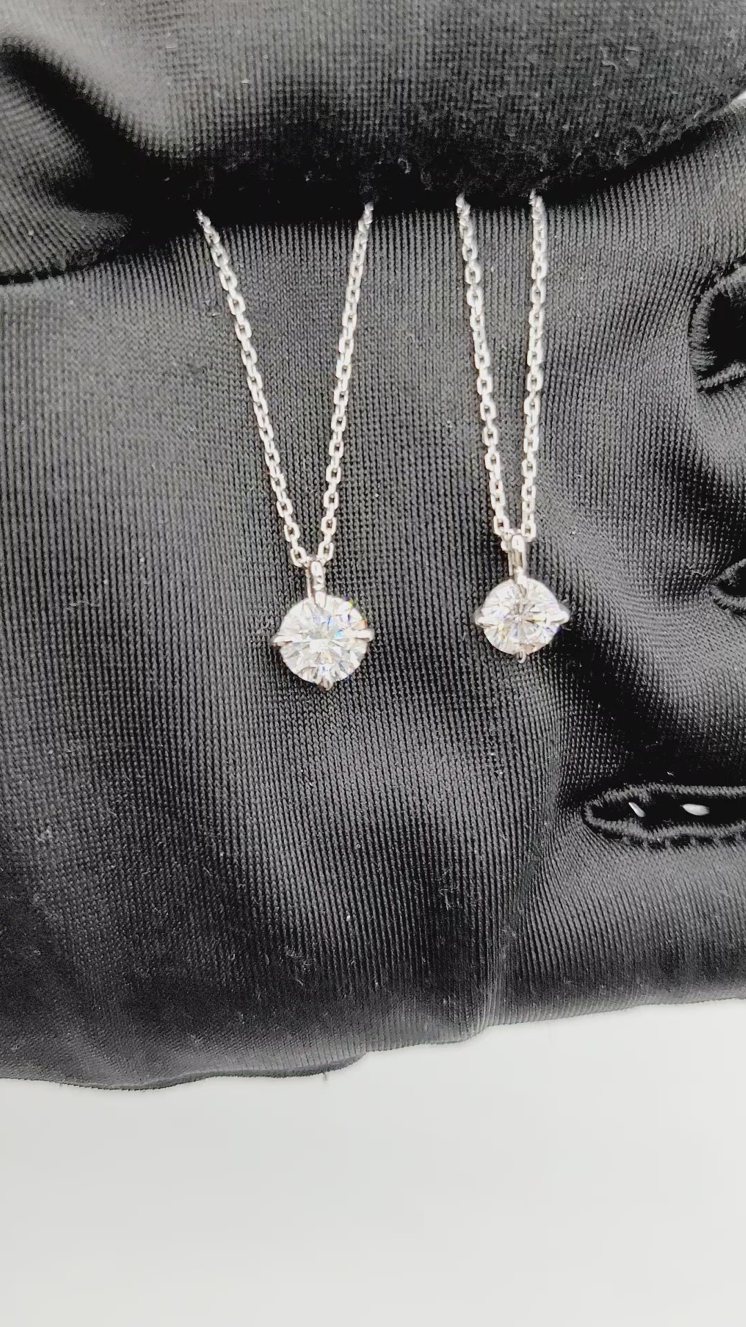 14K White Gold 4 Prong Round Brilliant Cut Lab Grown Diamond Solitaire Necklace(0.537ct and 0.73ct)