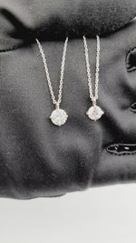 Load and play video in Gallery viewer, 14K White Gold 4 Prong Round Brilliant Cut Lab Grown Diamond Solitaire Necklace(0.537ct and 0.73ct)
