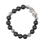 Load image into Gallery viewer, Black Jadeite Jade Bead Bracelet with 18K White Gold Diamond Pixui and Money Ball Beads (Large)
