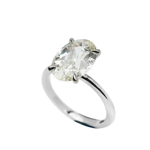 18K White Gold Solitare Ring with 1 Modern Antique Oval Diamond
