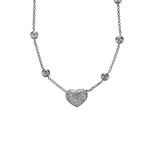 18K White Gold Heart Shape Diamond Necklace