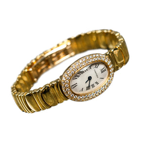 Cartier 18K Yellow Gold Mini Baignoire Factory Diamond Bezel Watch Pre-Owned