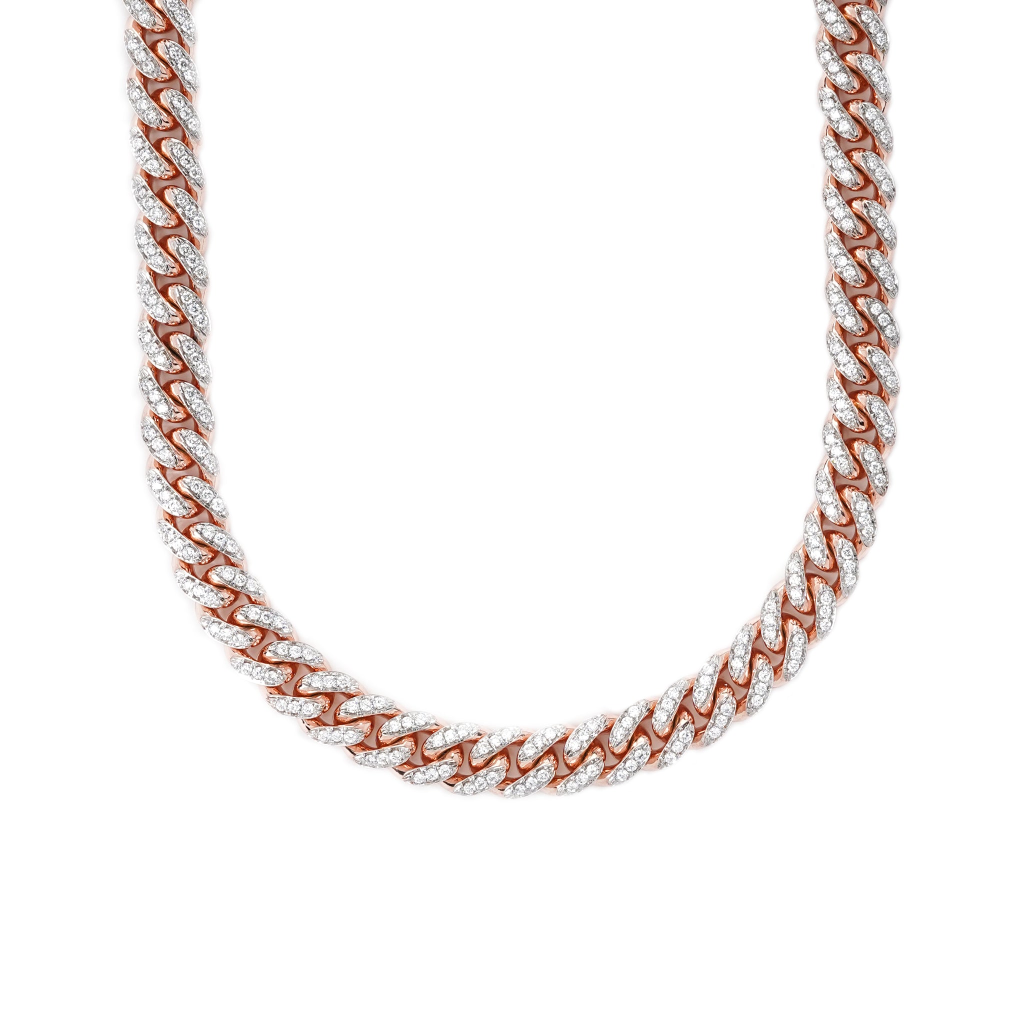 18K Rose Gold Diamond Cuban Links Chain (22inches)