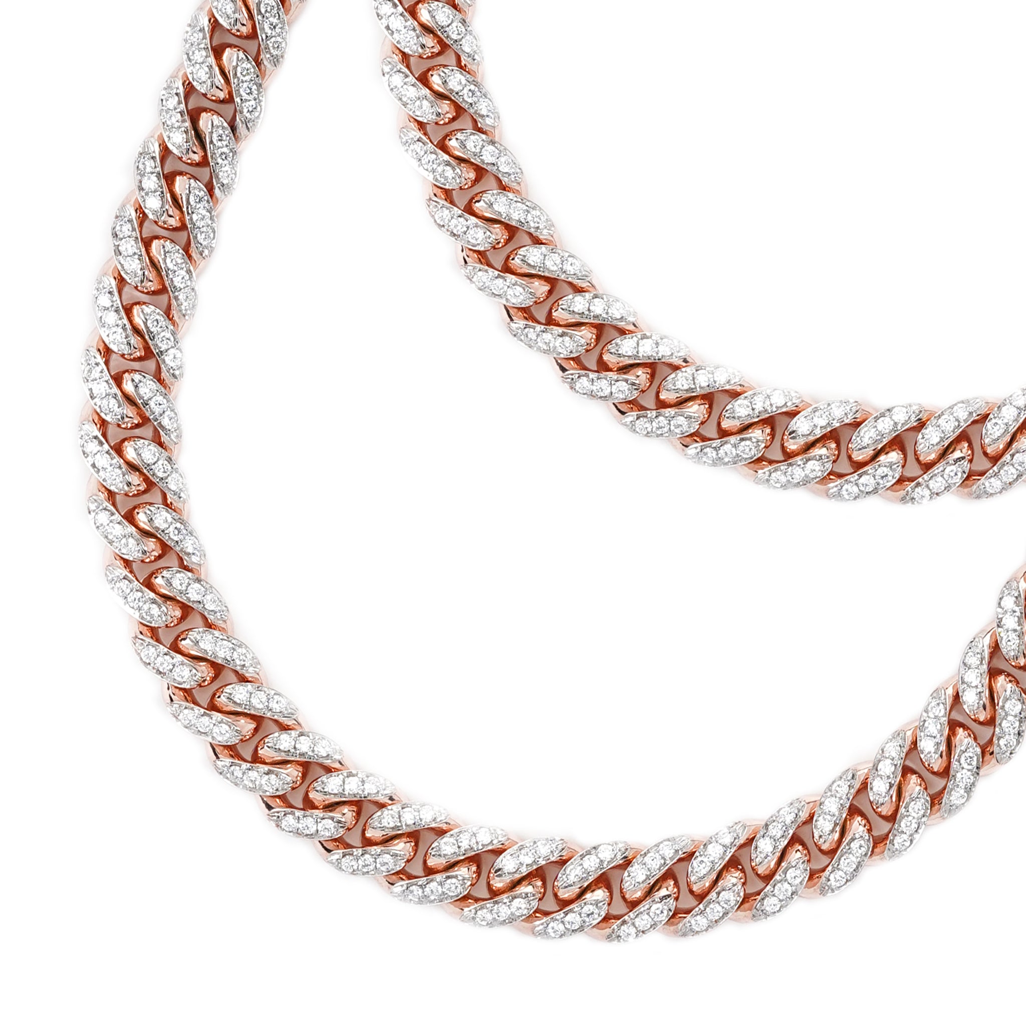 18K Rose Gold Diamond Cuban Links Chain (22inches)