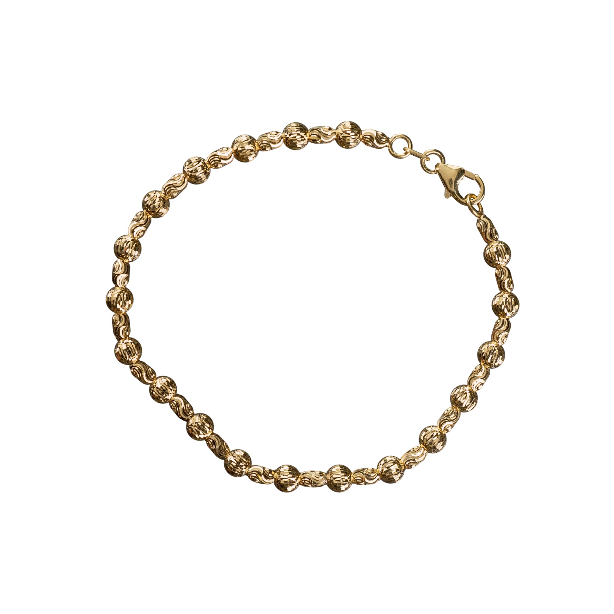 18K Yellow Gold Diamond Cut Bracelet