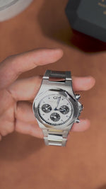 Load and play video in Gallery viewer, Girard-Perregaux Laureato Silver Chronograph 42mm BRAND NEW
