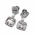 Load image into Gallery viewer, Emerald Shaped Halo Diamond Earrings 18K White Gold
