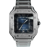 Load image into Gallery viewer, Cartier Santos XL 40MM Steel Blue Dial with Custom Diamonds
