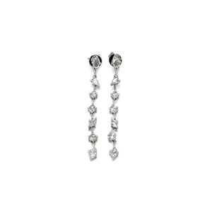 18K White Gold Fancy Mix Shape Rose Cut Diamond Earrings