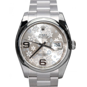 Rolex Datejust Stainless Steel Floral Silver 116200 Pre-Owned