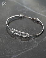 Load image into Gallery viewer, 18K White Gold with Moving Do-Re-Mi Diamond Bangle
