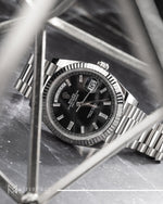 Load image into Gallery viewer, Rolex DayDate 18k White Gold Black Diamond Dial 228239 Pre-Owned
